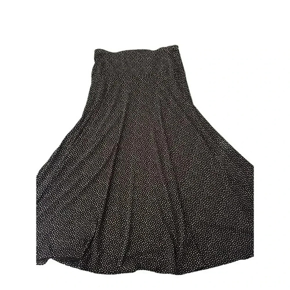 Women's Black & White Polka Dot Maxi Skirt Size M Casual Long Stretchy Wide Band - Picture 6 of 11